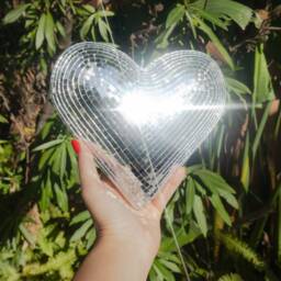 Disco Heart Hanging Ball Mirrored Mosaic Decor - thumbnail 2