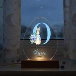 First Easter Bunny Initial Led Acrylic Lamp - Personalised Night Light Gift For Niece - thumbnail 4