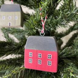 Wooden Handmade Xmas Decorations, Tree, Advent Calendar, Tree Ornaments Toppers, Amsterdam Houses - thumbnail 2