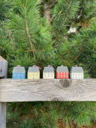 Wooden Handmade Xmas Decorations, Tree, Advent Calendar, Tree Ornaments Toppers, Amsterdam Houses - thumbnail 1