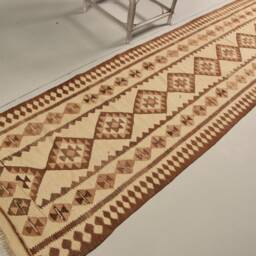 Beige Floor Rugs, 2.8x9.9 Ft Area Aztec Bedroom Rug, Rugs For Kitchen, Turkish Anatolian Vintage Handmade Living Room R - thumbnail 2
