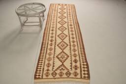 Beige Floor Rugs, 2.8x9.9 Ft Area Aztec Bedroom Rug, Rugs For Kitchen, Turkish Anatolian Vintage Handmade Living Room R - thumbnail 1