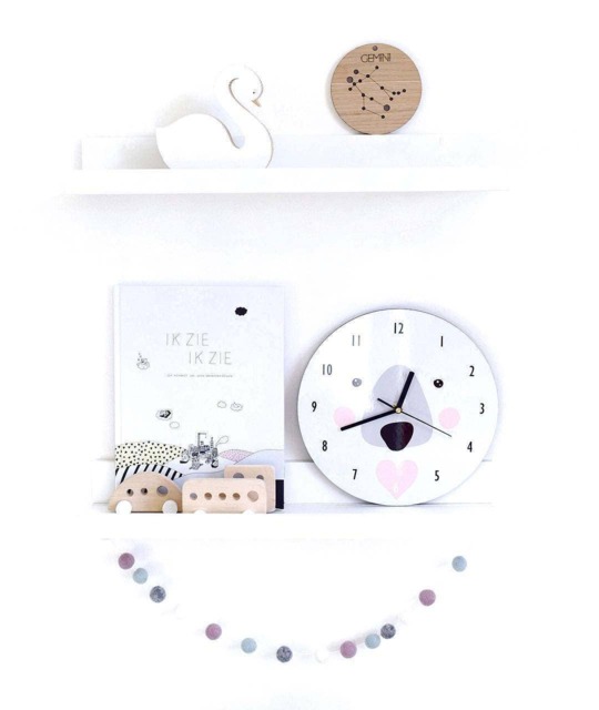 Polar Bear Wall Clock , Bear Nursery, Kids Room Decor, Nursery Black & White Decor - image 1
