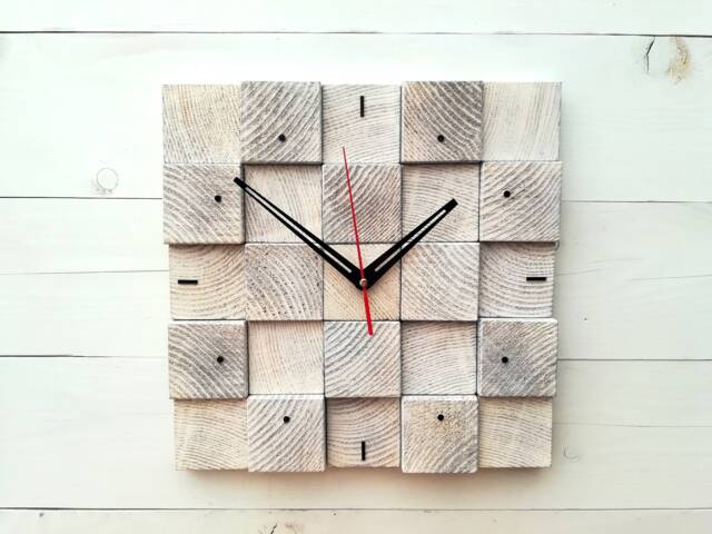 Large Wooden Wall Clock Scandinavian Moss Decor, Silent Clock - image 1