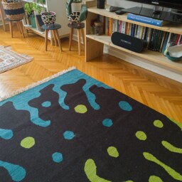 Handwoven Wool Kilim Rug - Modern Earth Tones, Turkish Design - thumbnail 2