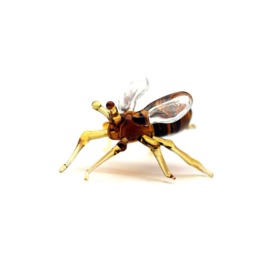 Glass Bee Blown Collectible Figurine Honey Bee , Animals Glass, Art Bee, Glass Sculpture For Sale, State Symbols - thumbnail 2