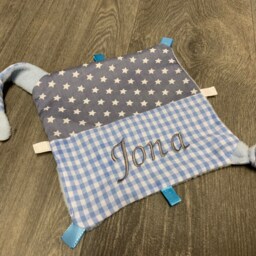 "Baby Cuddle Blanket With Desired Name ""stars Blue Grey" - thumbnail 4