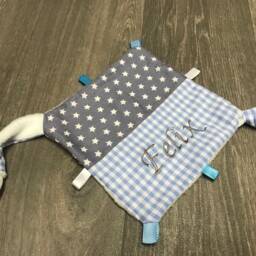 "Baby Cuddle Blanket With Desired Name ""stars Blue Grey" - thumbnail 2