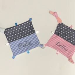 "Baby Cuddle Blanket With Desired Name ""stars Blue Grey" - thumbnail 3