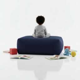 Navy Blue Bean Bag Ottoman Rectangle Polyester Footstool, Indoor/Outdoor - thumbnail 2