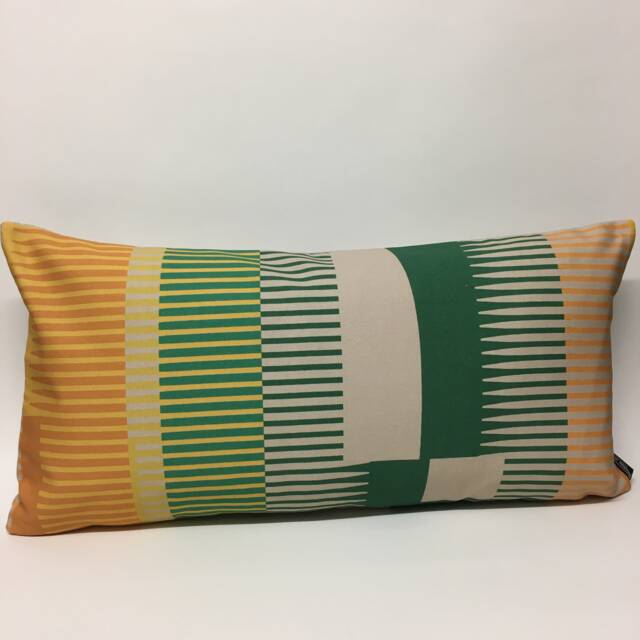Combed Stripe Cushion - Mustard, Bottle + Emerald - image 1