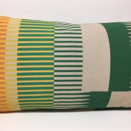 Combed Stripe Cushion - Mustard, Bottle + Emerald - thumbnail 3