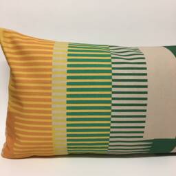 Combed Stripe Cushion - Mustard, Bottle + Emerald - thumbnail 2