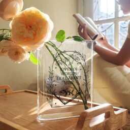 Fantasy Book Vase, Lover Of Worlds That Aren't Mine Acrylic Bookish Gift, Dragon Decor, Aesthetic Reader Flower Vase - thumbnail 3