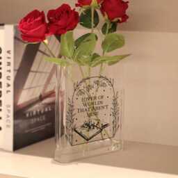 Fantasy Book Vase, Lover Of Worlds That Aren't Mine Acrylic Bookish Gift, Dragon Decor, Aesthetic Reader Flower Vase - thumbnail 2