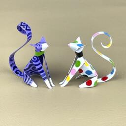 Sitting Kitten Handmade Copper Sculpture, Miniature Collectible Cat Art Figurine - thumbnail 2