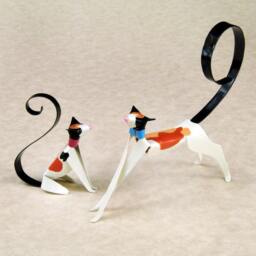 Sitting Kitten Handmade Copper Sculpture, Miniature Collectible Cat Art Figurine - thumbnail 4