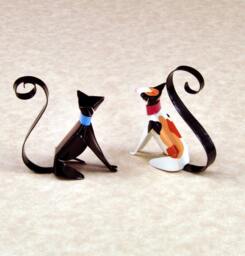 Sitting Kitten Handmade Copper Sculpture, Miniature Collectible Cat Art Figurine - thumbnail 1