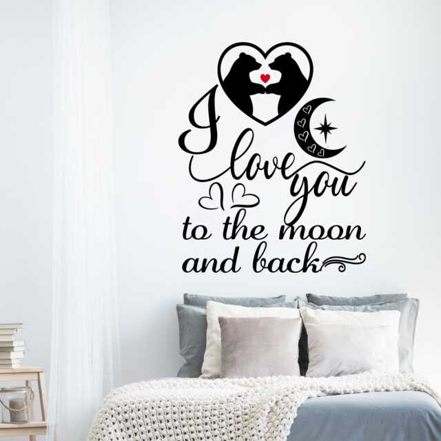 I Love You To The Moon & Back Vinyl Wall Decal - Romantic Home Decor - image 1