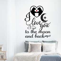 I Love You To The Moon & Back Vinyl Wall Decal - Romantic Home Decor