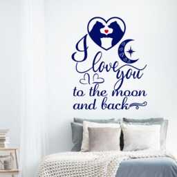 I Love You To The Moon & Back Vinyl Wall Decal - Romantic Home Decor - thumbnail 2