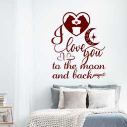 I Love You To The Moon & Back Vinyl Wall Decal - Romantic Home Decor - thumbnail 3