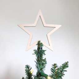 Christmas Tree Topper Star, Wooden Topper, Scandi Christmas, Engraved Reusable Keepsake Ornament - thumbnail 3