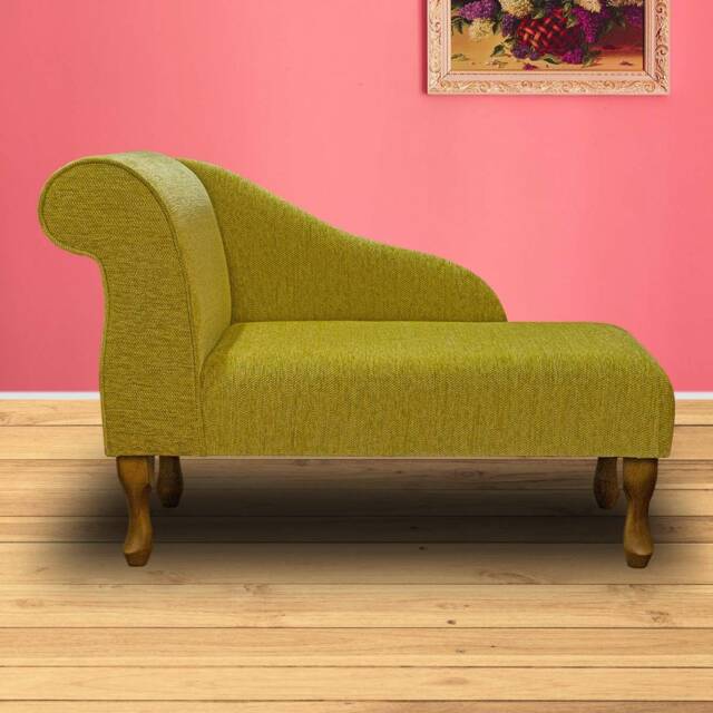 Yellow Weave Chaise Longue Handmade Sofa - Small Accent Chair Queen Anne Style British Handmade - image 1