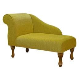 Yellow Weave Chaise Longue Handmade Sofa - Small Accent Chair Queen Anne Style British Handmade - thumbnail 2