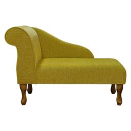 Yellow Weave Chaise Longue Handmade Sofa - Small Accent Chair Queen Anne Style British Handmade - thumbnail 3