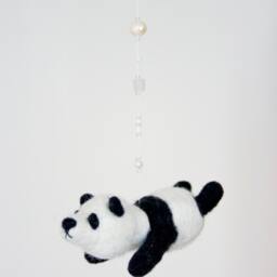 Felted Panda Bear Nursery Mobile With Swarovski Crystals - thumbnail 2