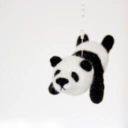 Felted Panda Bear Nursery Mobile With Swarovski Crystals - thumbnail 4