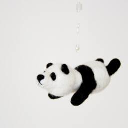 Felted Panda Bear Nursery Mobile With Swarovski Crystals - thumbnail 3