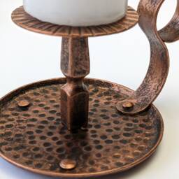 Copper Forged Candle Holder With Bowl Wrought Iron Candlestick Handle Hand Candlesticks Classic Iron - thumbnail 3