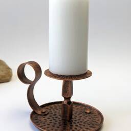 Copper Forged Candle Holder With Bowl Wrought Iron Candlestick Handle Hand Candlesticks Classic Iron - thumbnail 4