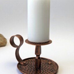 Copper Forged Candle Holder With Bowl Wrought Iron Candlestick Handle Hand Candlesticks Classic Iron - thumbnail 2