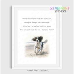 English Springer Spaniel Dog Print, Beach Poem Unframed A4 Fun Novelty Quote, Lovely Wall Art/Gift Birthday Xmas Poster - thumbnail 1