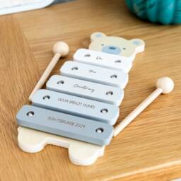 Christening Gift Bear Xylophone - Personalised Wooden Wood Music Toys Musical Baptism For Baby Lc966 - thumbnail 4