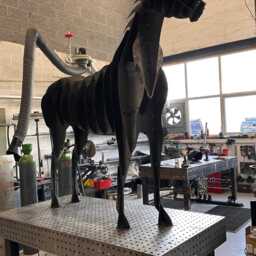 Life-Size Steel Horse Sculpture, Garden Art, Outdoor Metal Animal Statue - thumbnail 3