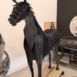 Life-Size Steel Horse Sculpture, Garden Art, Outdoor Metal Animal Statue - thumbnail 2