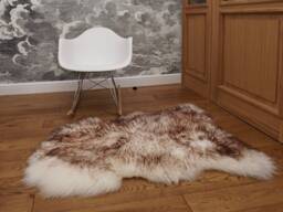 Original Brown Mouflon Genuine Natural Sheepskin Rugs Exclusive Rug Gray Carpet Outdoor Shag - thumbnail 1