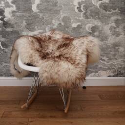 Original Brown Mouflon Genuine Natural Sheepskin Rugs Exclusive Rug Gray Carpet Outdoor Shag - thumbnail 3
