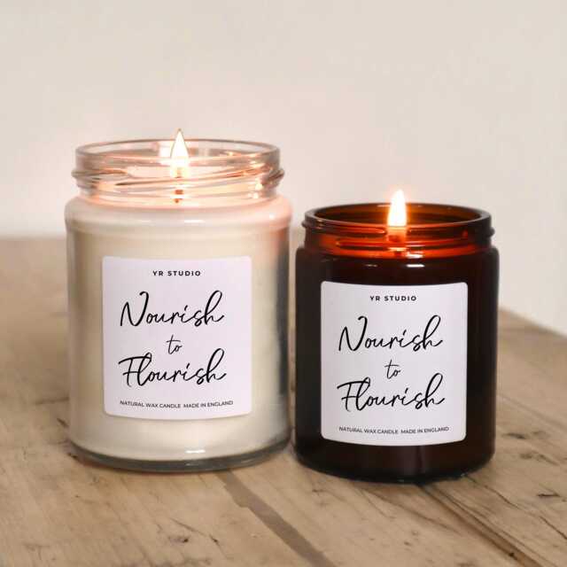 Nourish To Flourish Candle, Wellbeing Gift Natural Wax Candle, Birthday Gift For Mum, Her, Best Friend, Nature, Yoga, Wellness - image 1