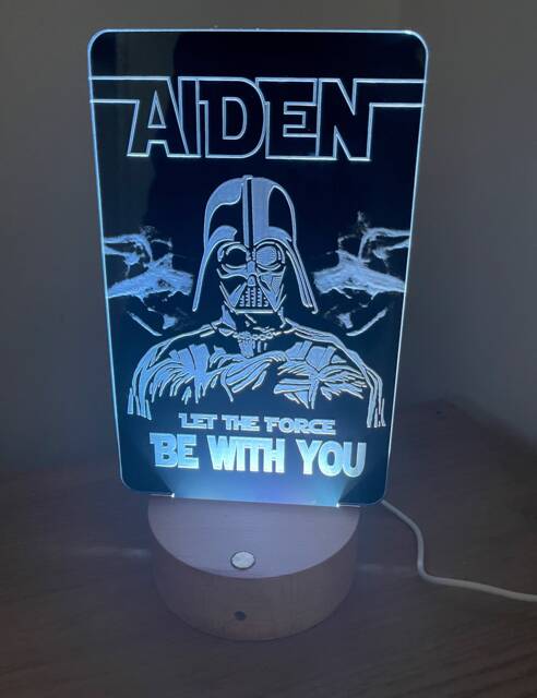 Personalised Starwars Inspired Led Rgb Colour Changing Night Light With Touch Base & Remote Control - image 1