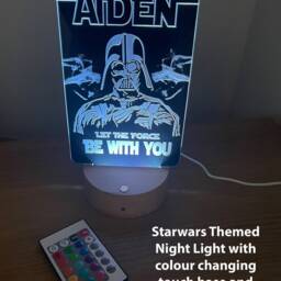 Personalised Starwars Inspired Led Rgb Colour Changing Night Light With Touch Base & Remote Control - thumbnail 2