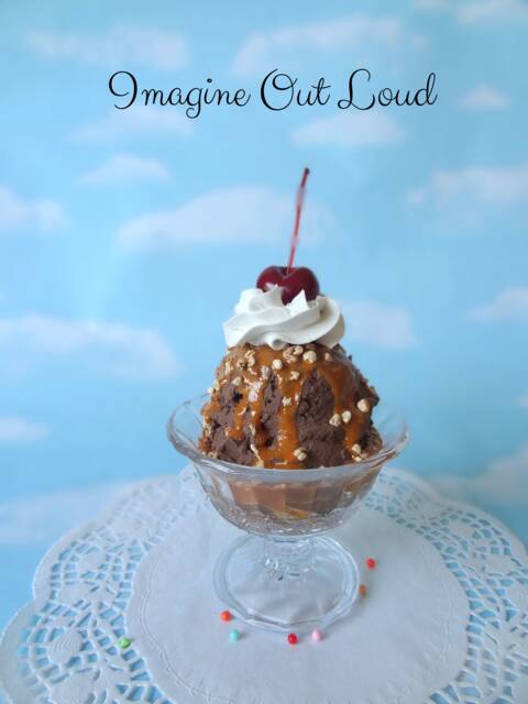 Fake Ice Cream Sundae Chocolate With Caramel Sauce & Nuts Faux Food Prop - image 1