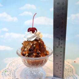 Fake Ice Cream Sundae Chocolate With Caramel Sauce & Nuts Faux Food Prop - thumbnail 4