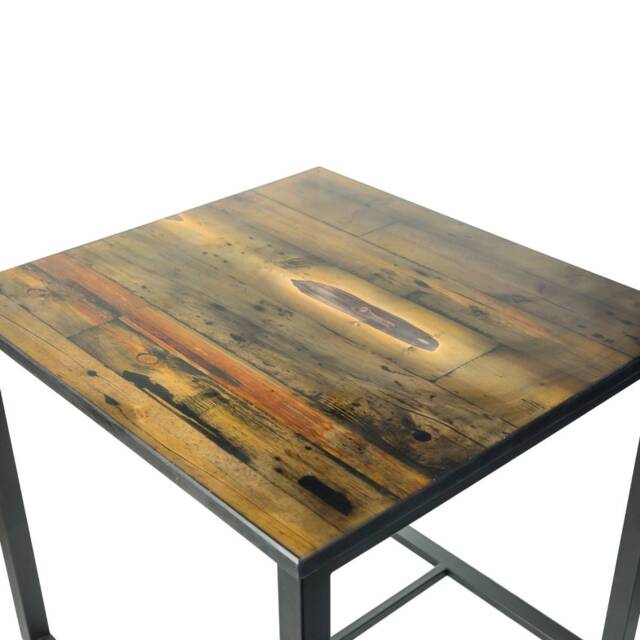 Resin Coffee Table, Wood Square Furniture, Farmhouse Reclaimed Painted Metal Legs - image 1