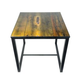 Resin Coffee Table, Wood Square Furniture, Farmhouse Reclaimed Painted Metal Legs - thumbnail 3