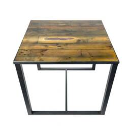 Resin Coffee Table, Wood Square Furniture, Farmhouse Reclaimed Painted Metal Legs - thumbnail 2
